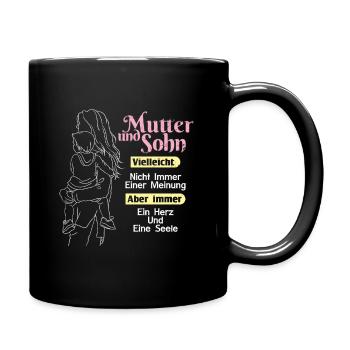 Mutter Und Sohn - Eine Meinung - Tasse einfarbig - Schwarz - Rechts