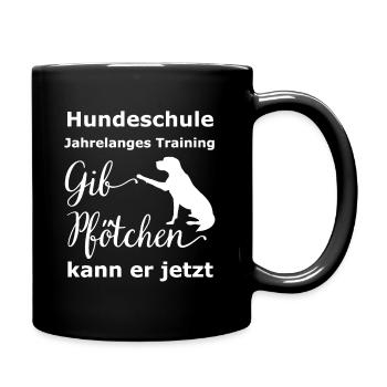 Gib Pfötchen kann er jetzt | Hundeschule lustig - Tasse einfarbig - Schwarz - Rechts