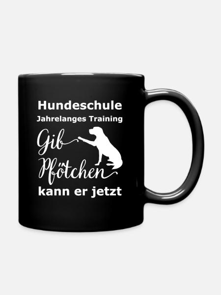 Gib Pfötchen kann er jetzt | Hundeschule lustig - Tasse einfarbig - Schwarz