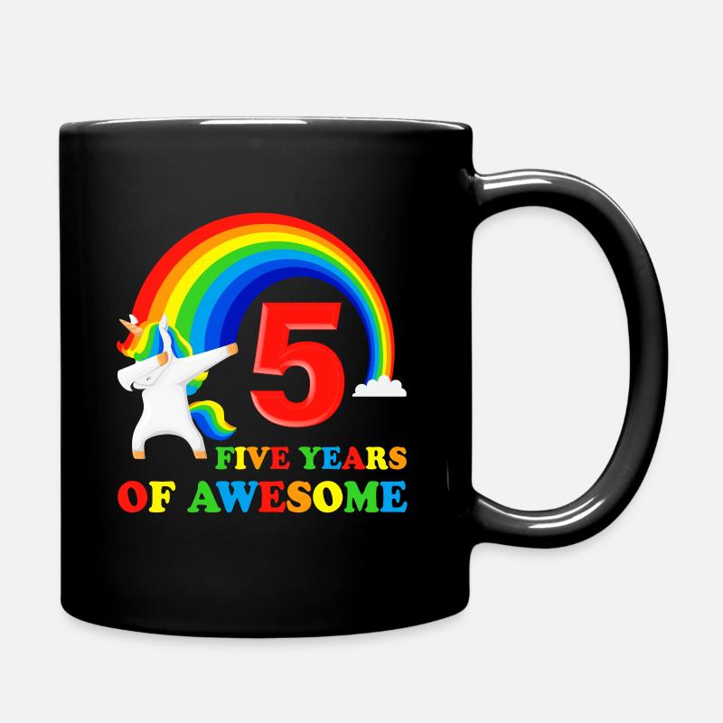 5ème cadeau d'anniversaire 5 ans tamponnant Licorne - Mug uni - noir