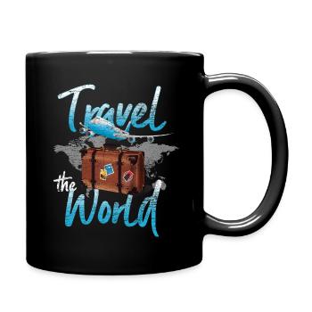 Carte du monde de voyage - Mug uni - noir - Droite
