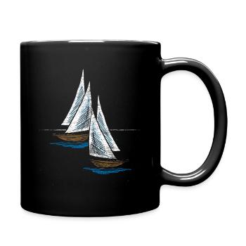 Segeln Boot - Tasse einfarbig - Schwarz - Rechts