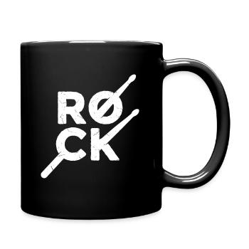 Rock text with drumsticks - Full Colour Mug - black - Right