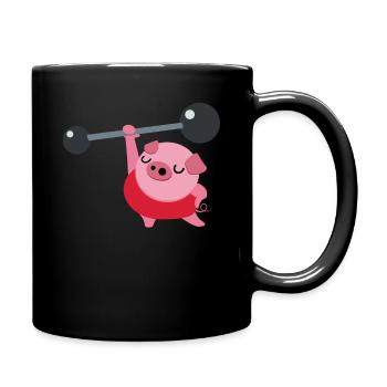 Weightlifting Fitness Pig Ironically - Full Colour Mug - black - Right