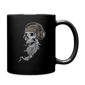 Rocker Skull with Headphones - Rockabilly, Skull - Full Colour Mug - black - Right