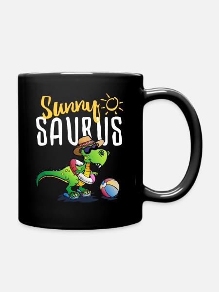 Tyrannosaurus Rex sur la plage - sunnysaurus d'été - Mug uni - noir