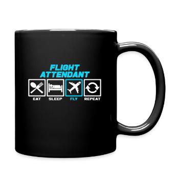 Essen Schlafen Fliegen Wiederholen - Tasse einfarbig - Schwarz - Rechts