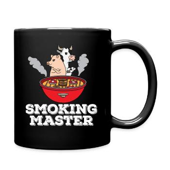 BBQ Smoker Smoken Grillen Griller Grill Geschenk - Tasse einfarbig - Schwarz - Rechts