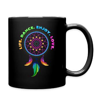 Leben Tanzen Genießen Lieben - Tasse einfarbig - Schwarz - Rechts