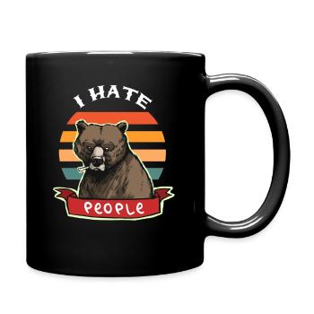 I hate people - bear grizzly brown bear gift - Full Colour Mug - black - Right