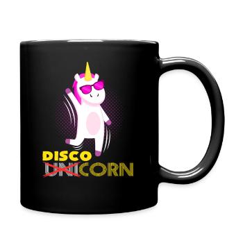 Disco Einhorn - Tasse einfarbig - Schwarz - Rechts