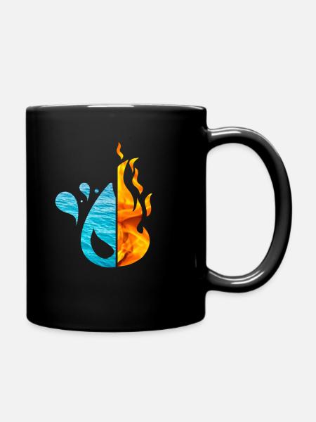 Elemente Feuer und Wasser - Tasse einfarbig - Schwarz