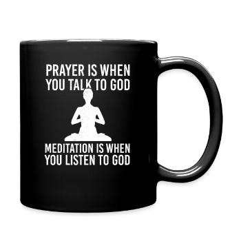 Meditation meditating yoga breathing breathing meditation - Full Colour Mug - black - Right