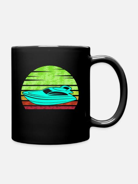 Retro Motorboot - Tasse einfarbig - Schwarz