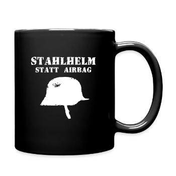 Biker T-Shirt Club Shirt Stahlhelm statt Airbag - Tasse einfarbig - Schwarz - Rechts