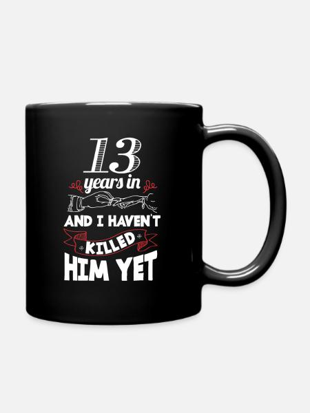 13 Years Wedding Anniversary Gift Idea for Women - Full Colour Mug - black