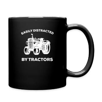 Easily distracted by tractors Bauer farmer - Full Colour Mug - black - Right