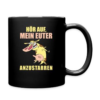 Funny Sayings, Cow Cow Cows Arrêtez d'écouter mes mamelles - Mug uni - noir - Droite