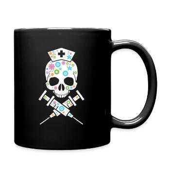 Krankenschwester Geschenkidee - Medizin Schädel. - Tasse einfarbig - Schwarz - Rechts