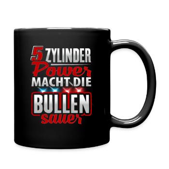 5 Zylinder Power - Tasse einfarbig - Schwarz - Rechts