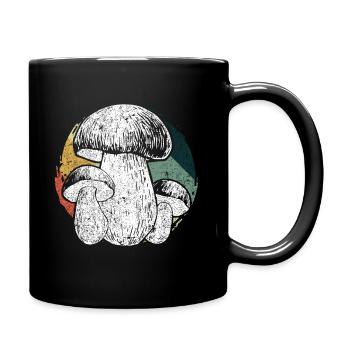 retro Steinpilz für Pilzsammler - Tasse einfarbig - Schwarz - Rechts