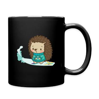 Surfer hedgehog - Full Colour Mug - black - Right