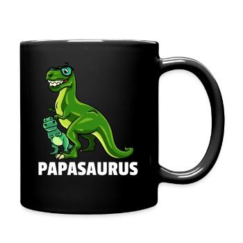 Dinosaurier Dino T-Rex Papa Vater Papi Geschenk - Tasse einfarbig - Schwarz - Rechts
