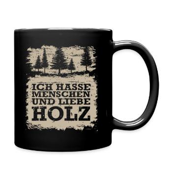 HOLZ SÄGE KETTENSÄGE GESCHENK WALD HOLZBRÜDER - Tasse einfarbig - Schwarz - Rechts