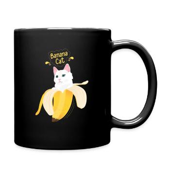 Katze Banana Cat Sprüche Humor Kater Geschenk neu - Tasse einfarbig - Schwarz - Rechts