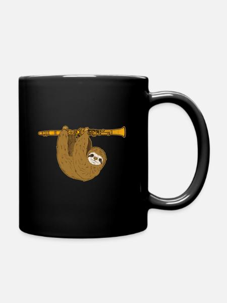 Klarinette Faultier - Tasse einfarbig - Schwarz