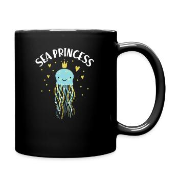 Sea princess girl jellyfish gift - Full Colour Mug - black - Right