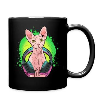 Sphynx Cat Kitten Headphones Music Gift - Mug uni - noir - Droite