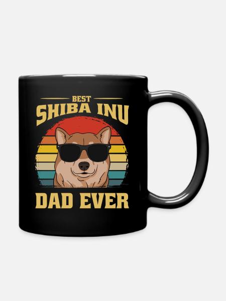 Meilleur cadeau Shiba Inu Dog Papa Papa Papa - Mug uni - noir