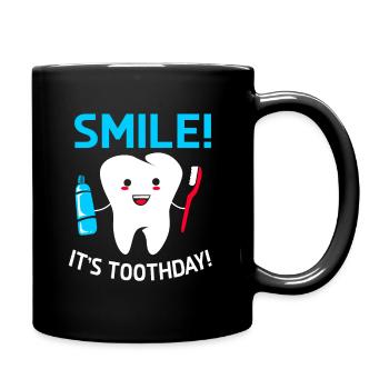 Zahnarzt Geschenk Zahnärztin Zahnmedizin Zahn - Tasse einfarbig - Schwarz - Rechts