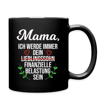 Muttertag Geschenk Sohn Finanzielle Belastung Mama - Tasse einfarbig - Schwarz - Rechts