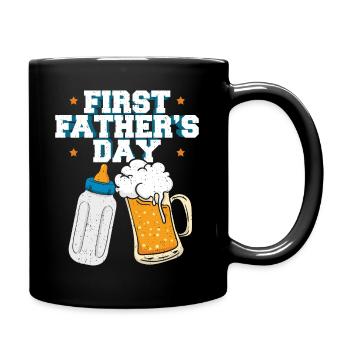 Erster Vater Vatertag Papa Dad Bier Geschenk - Tasse einfarbig - Schwarz - Rechts