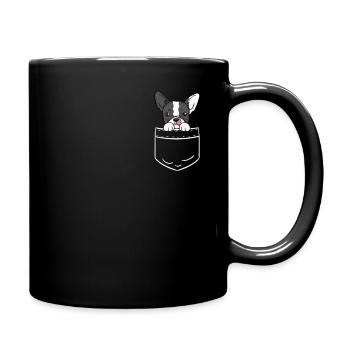 Boston Terrier Hund Tasche Hemd Pocket Geschenk - Tasse einfarbig - Schwarz - Rechts