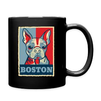 Boston Terrier Hund Retro Vintage Obama Geschenk - Tasse einfarbig - Schwarz - Rechts