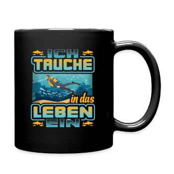 Taucher, Tauchen, Dive, Diving - Tasse einfarbig - Schwarz - Rechts