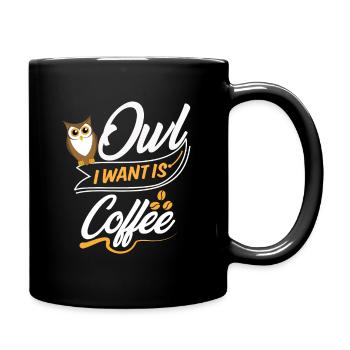 Cadeau de chouette | Dictons café drôles d'oiseaux chouette - Mug uni - noir - Droite