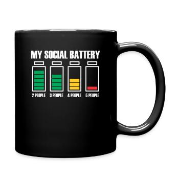 Introvertiert Social Battery Geschenkidee - Tasse einfarbig - Schwarz - Rechts