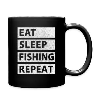 Manger dormir Pêche Répéter - Mug uni - noir - Droite