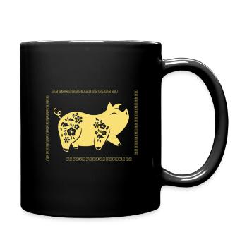 cadeau de cochon mignon chinois - Mug uni - noir - Droite