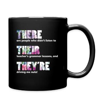 There Their They're T shirt Deutsch Grammar Funny - Full Colour Mug - black - Right