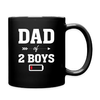 Fête des pères de 2 garçons - Mug uni - noir - Droite