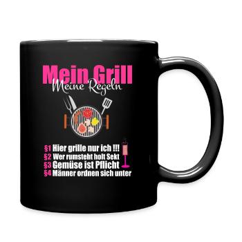 cooles BBQ Mein Grill meine Regeln Geschenk - Tasse einfarbig - Schwarz - Rechts