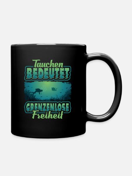 Taucher, Tauchen, Dive, Diving - Tasse einfarbig - Schwarz