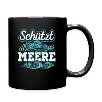 Schützt die Meere - Tasse einfarbig - Schwarz - Rechts