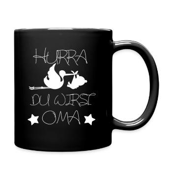 Hurra, du wirst Oma - Tasse einfarbig - Schwarz - Rechts