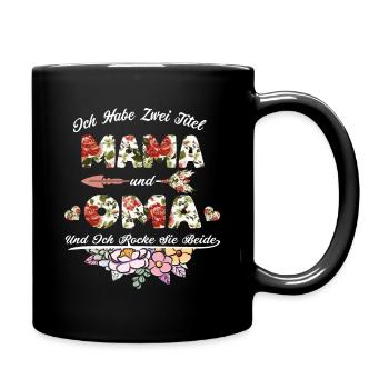 Mama Oma Mutter Blumen Design Geschenk - Tasse einfarbig - Schwarz - Rechts